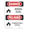 Signmission Safety Sign, OSHA Danger, 5" Height, Combustible Diesel, Bilingual Spanish OS-DS-D-35-VS-2006 - alternate 1
